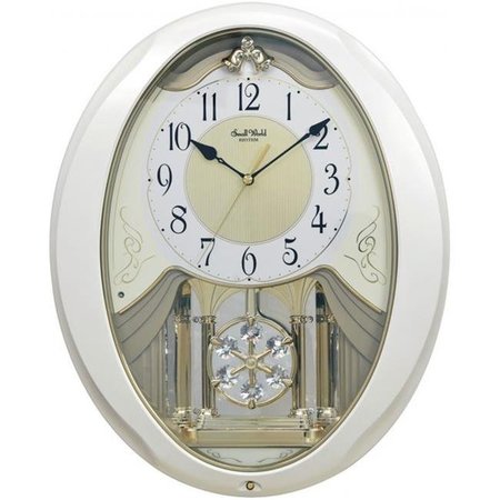RHYTHM CLOCK Rhythm Clock 4MJ440WU03 17 x 14 in. Snowflake Pearl Musical Motion Clock 4MJ440WU03